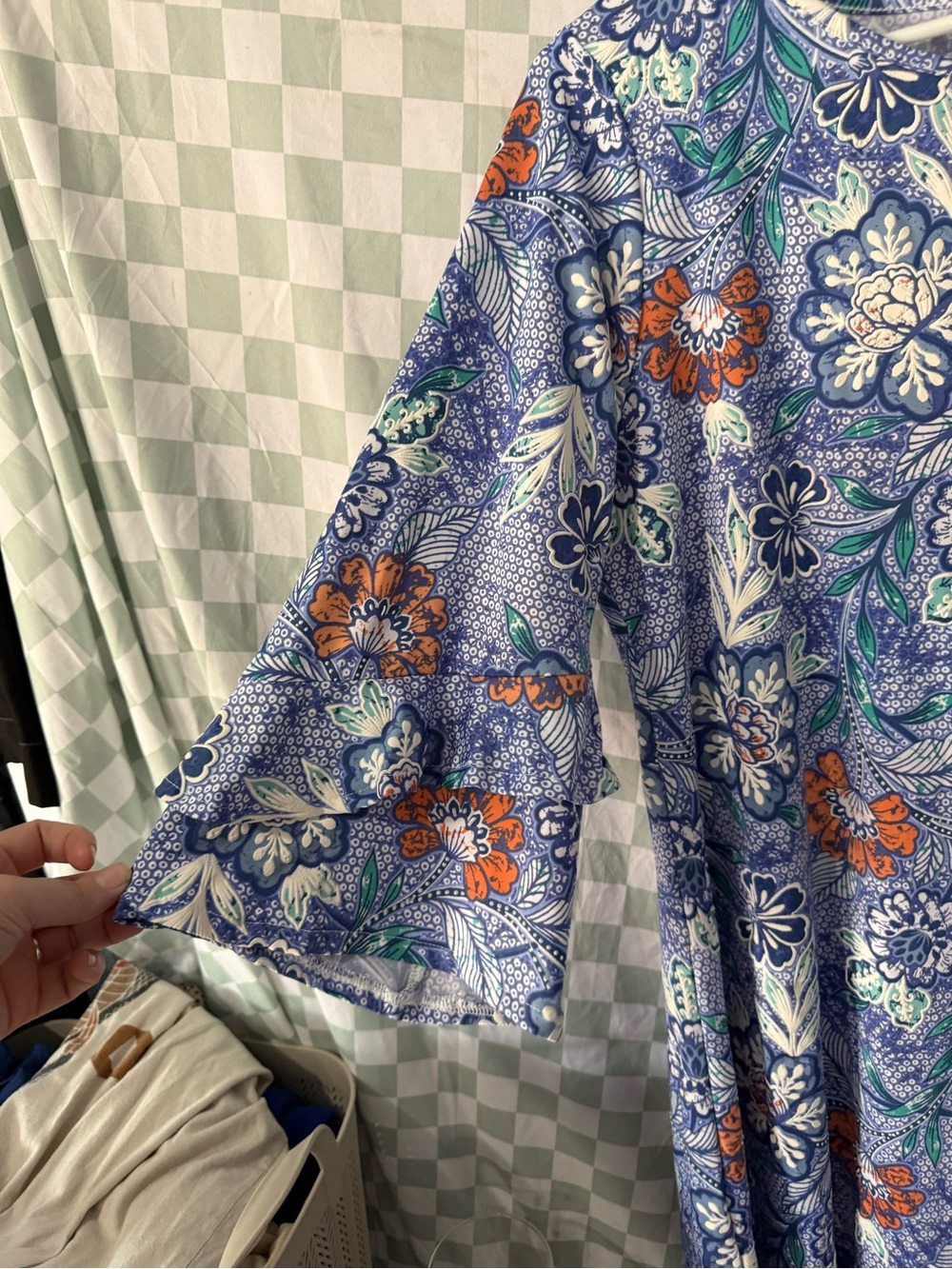 Ruby Rd. Blue Floral Asymmetrical Ruffle Dress - Picture 2 of 4